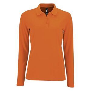 SOLS Womens/Ladies Perfect Pique Long-Sleeved Polo Shirt / Orange